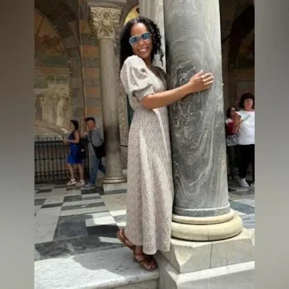 Lulus Times With You Sage Green Floral Print Puff Sleeve Midi Dress Size XS NEW - Picture 11 of 16